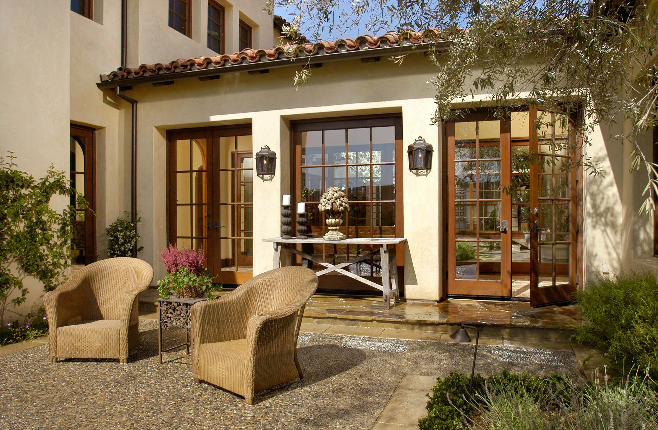 mission revival with french doors